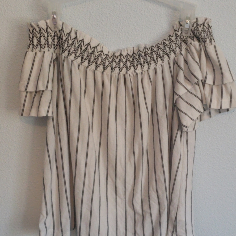 Off the should striped top